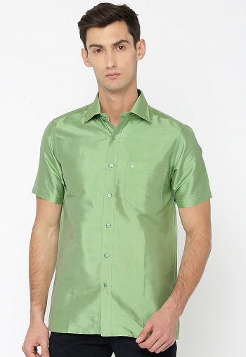 Green Men’s Casual Silk Shirts
