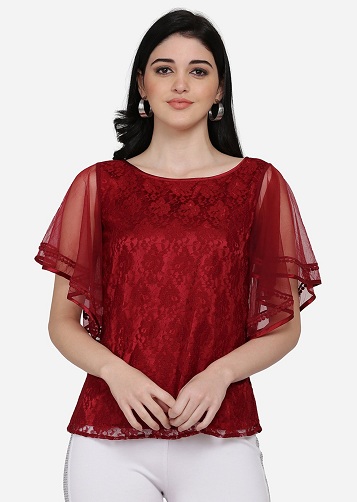 Lace Top with Flared Sleeves