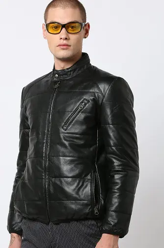 New Men Olive Color Leather Jacket Multi Pockets Vintage Classic Stylish Jacket