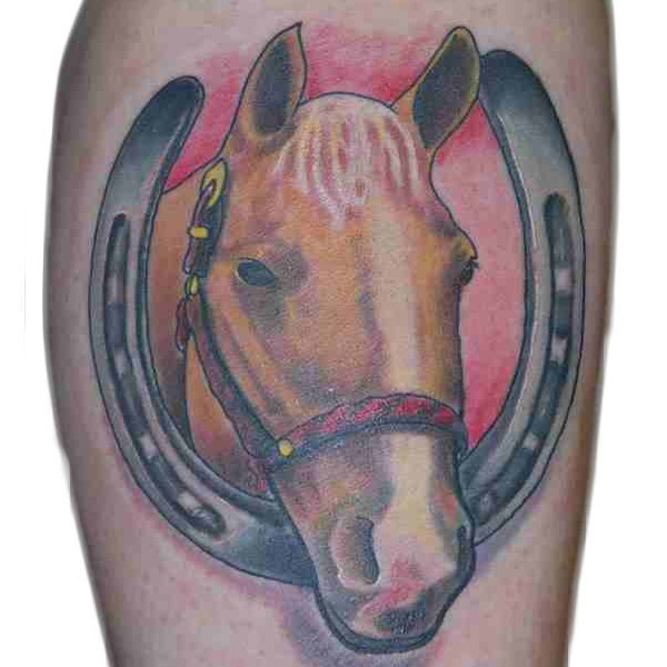 Simple Horse Tattoo Design With A Horseshoe
