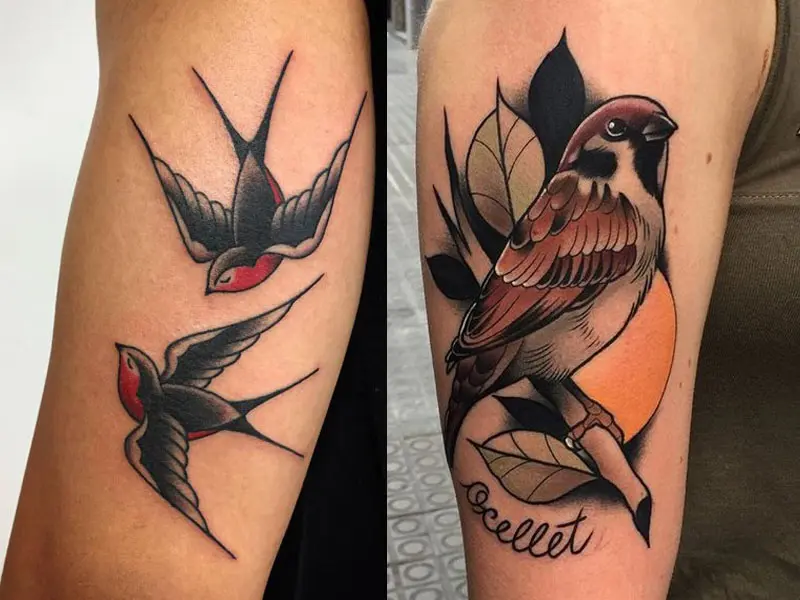 Top 15 Cute Sparrow Meaning And Designs - Traditional Swallow Tattoo Hand