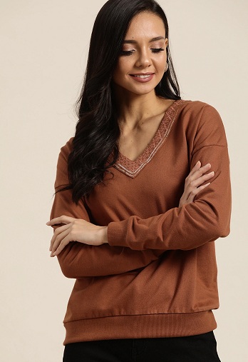 V Neck Designer Sweatshirt for Women