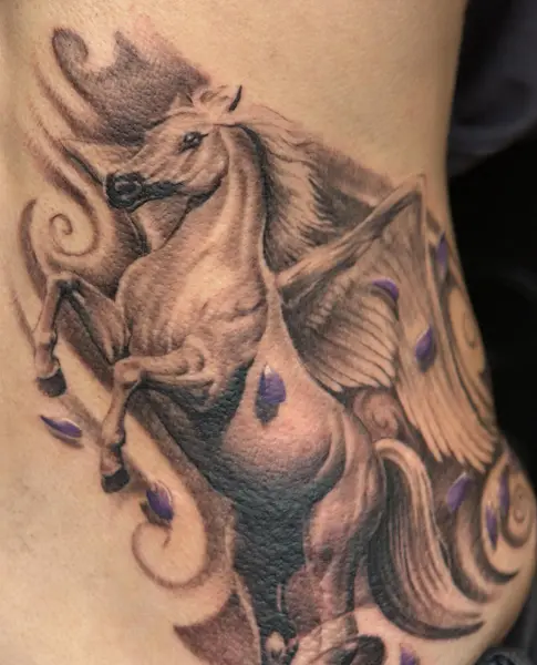 Native American Girl with Horse Tattoo by Jeff Johnson TattooNOW