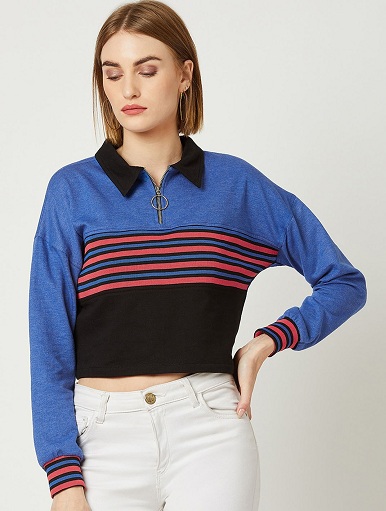 Women’s Crop Sweatshirt with Shirt Collar