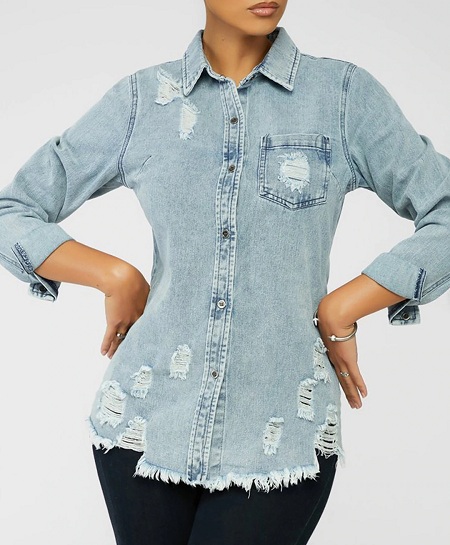 20 Stunning Models of Denim Shirts for Womens in Trend