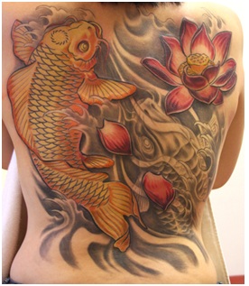 Chinese Fish Tattoo On The Back