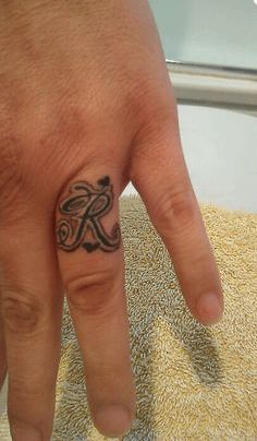 R Letter Tattoo Design On Finger