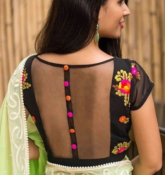 Back Neck Blouse With Buttoned Up Design