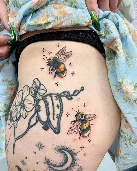 Butterfly And Bee Tattoo