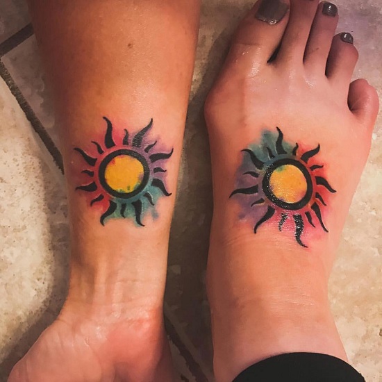 Colourful Tribal Sun Symbol For Couples