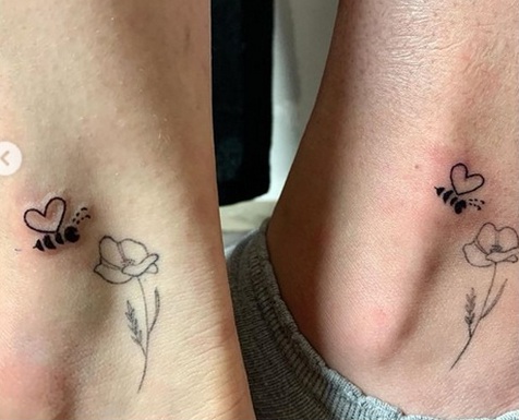 Cute Honey Bee Tattoo For Couples