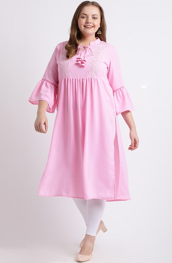 Plus Size A-Line Kurta with Bell Sleeves