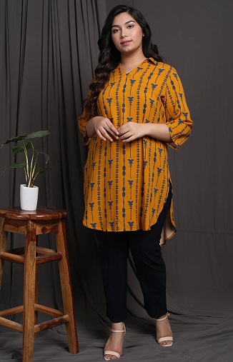 Black & Golden Printed Anarkali Kurta Pakistani Kurti Designer Dress Tunic 