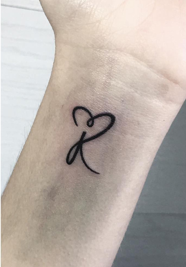 R Letter Tattoo Design On Wrist