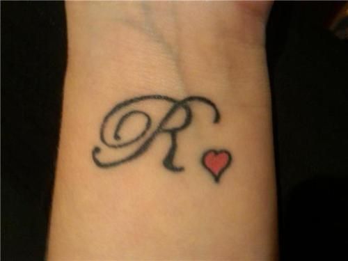R Letter Tattoo With Heart