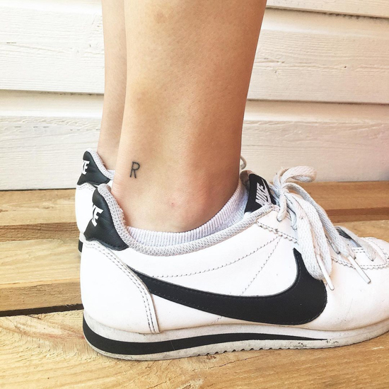 R Letter Tattoo On Ankle