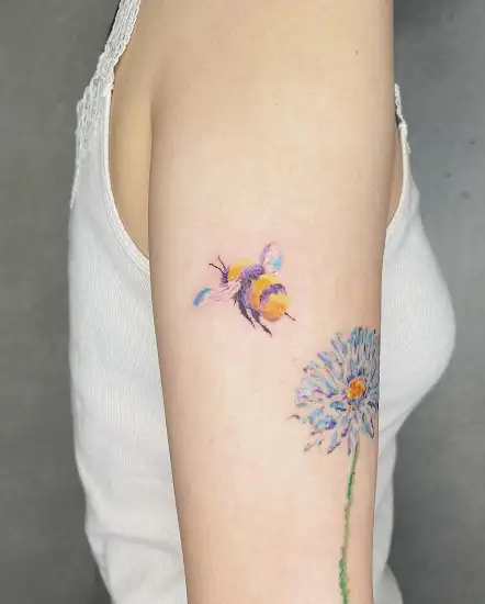 flowers with bumblebee tattoo by MIrek vel Stotker  Flickr