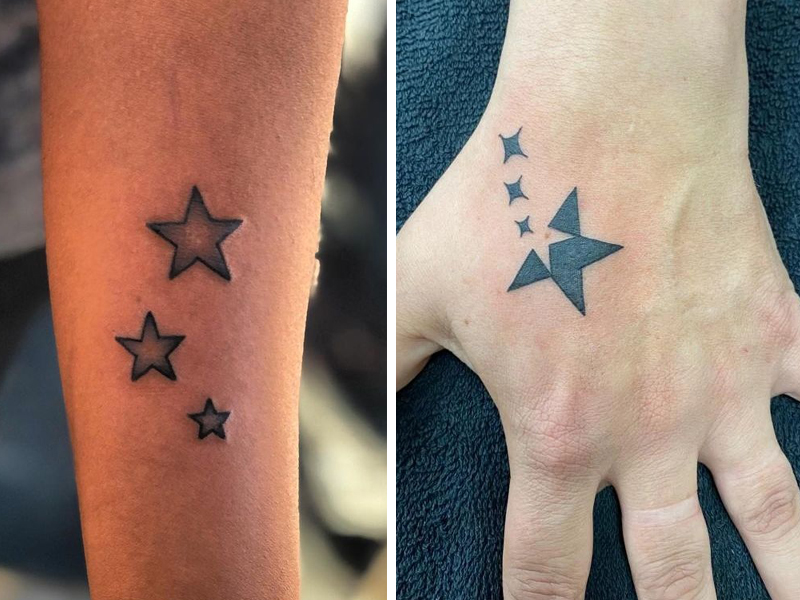 Minimalist shooting star tattoo on the ankle