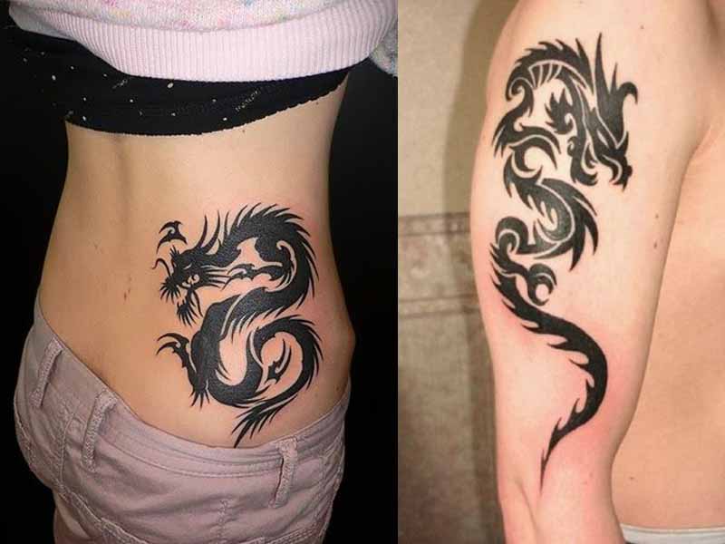 Tribal dragon tattoo flash