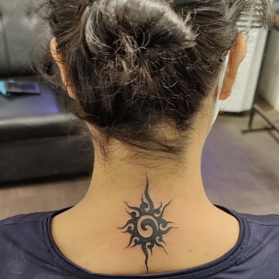 Tribal Sun Designs On The Back Of The Neck