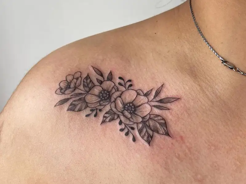 Rose Flower Collar Bone Tattoos For Guys  Collar bone tattoo Collar bone  tattoo for men Flower tattoo shoulder