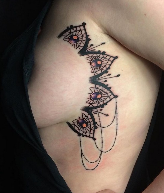 Latest Breast Tattoo On Side