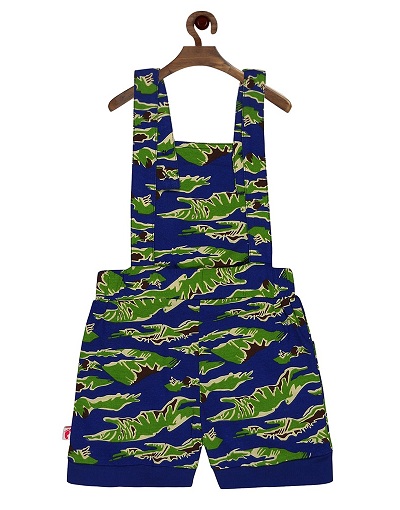 Green Printed Dungarees for Girls