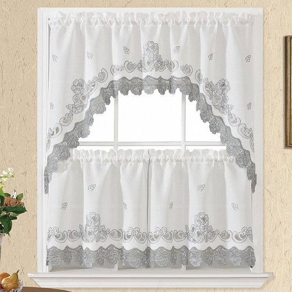 Lace Rosarium Kitchen Curtains