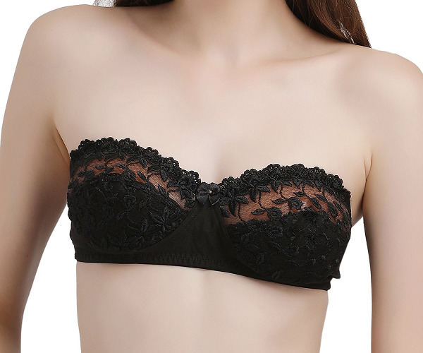 Lace Trim Low Front Padded Push Up Multi Way Bra