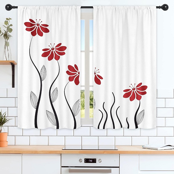 Red Flower Curtains