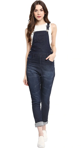 Slim Fit Ripped Dungaree Dress