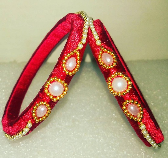 Thread Bangles With Pearls
