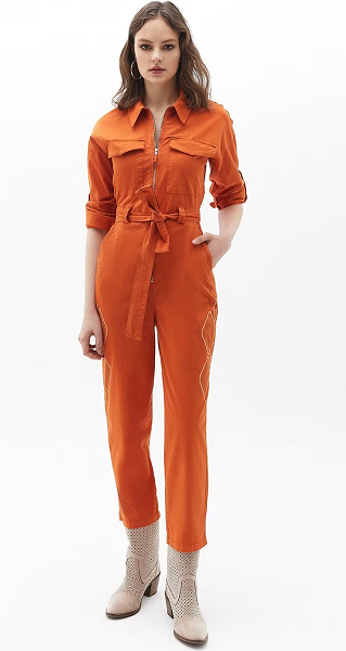 Zipped Orange Jumpsuit