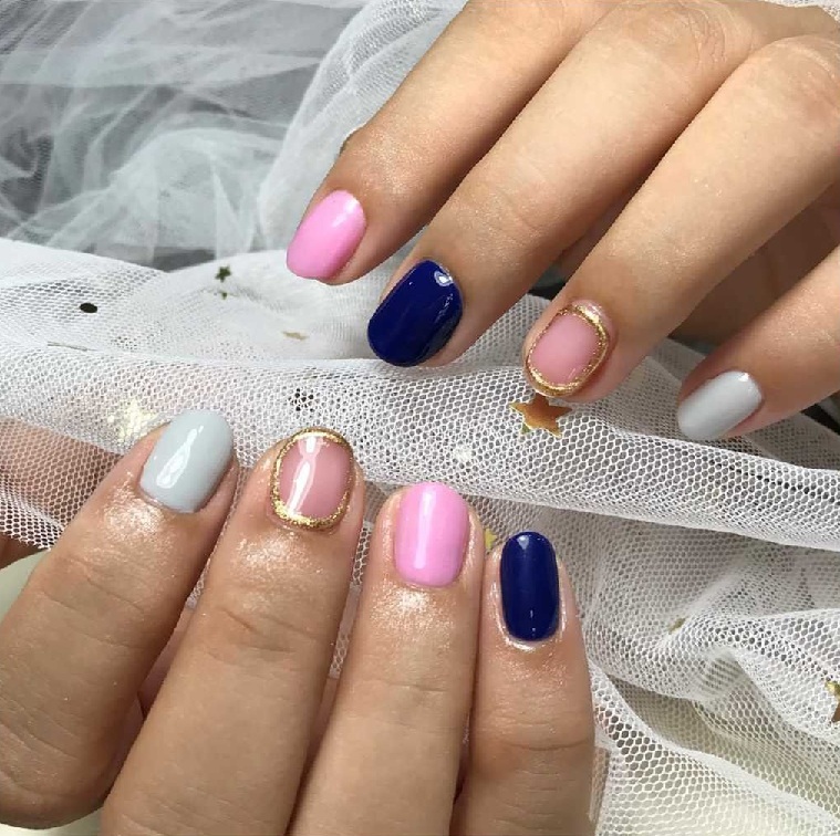 Multiple Color Bridal Nail Art