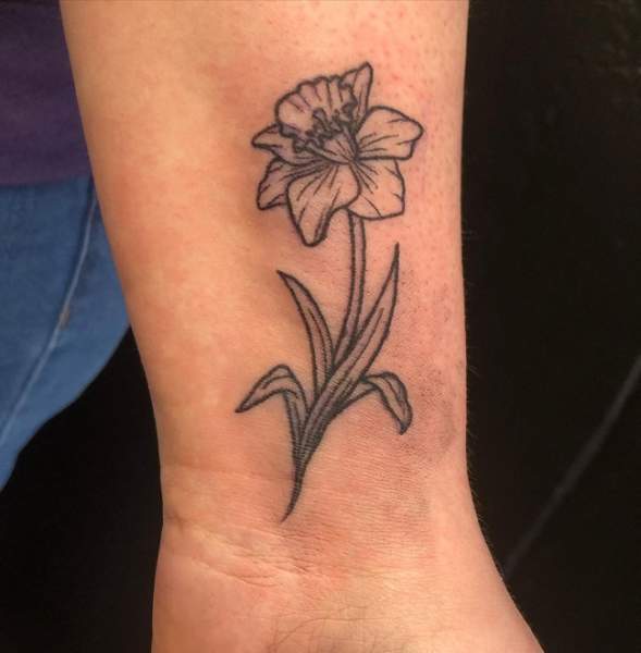 Beautiful Daffodil Wrist Tattoo