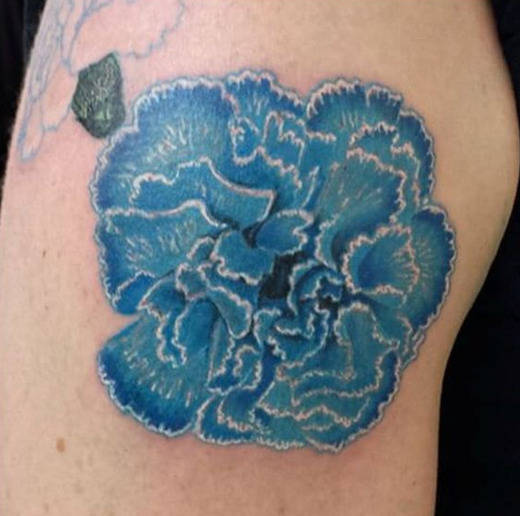 Blue Carnation Flower Tattoo