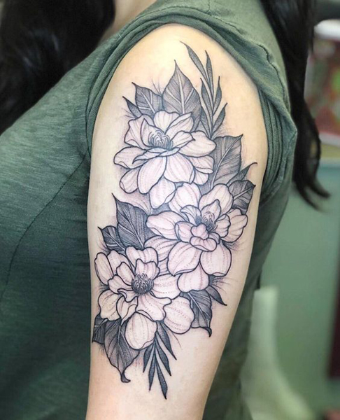 Bunch Of Gardenia Flower Tattoo Design