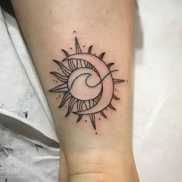 15 Sun Tattoo Designs That Brighten Up Your Day 22
