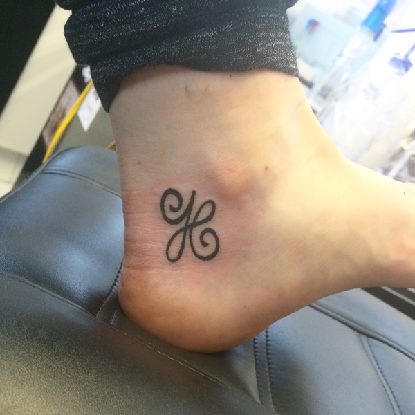 Cute H Letter Tattoo On The Ankle