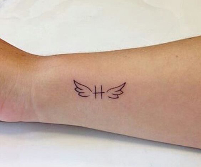 Flying H Letter Tattoo