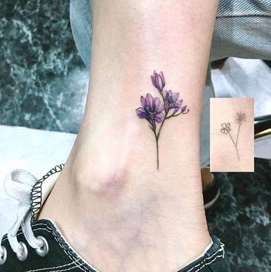 Freesia Flower Tattoo Design On The Ankle