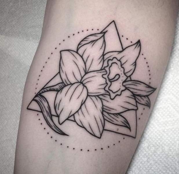 Geometric Daffodil Tattoo Design