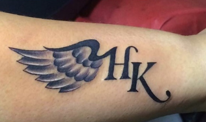 H And K Letter Tattoos With Wings