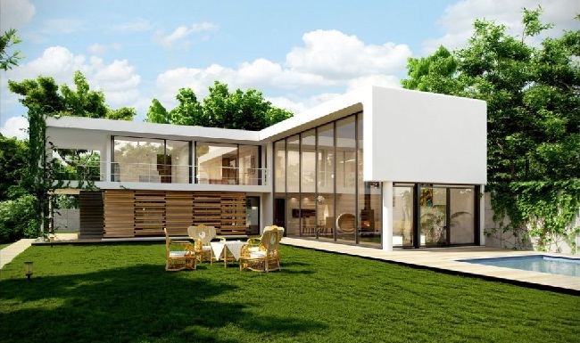 L Shaped Villa Design