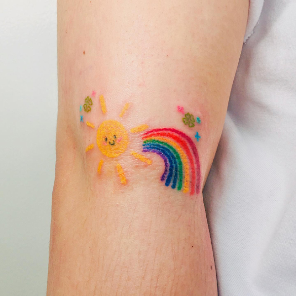 Rainbow And Sun Tattoo
