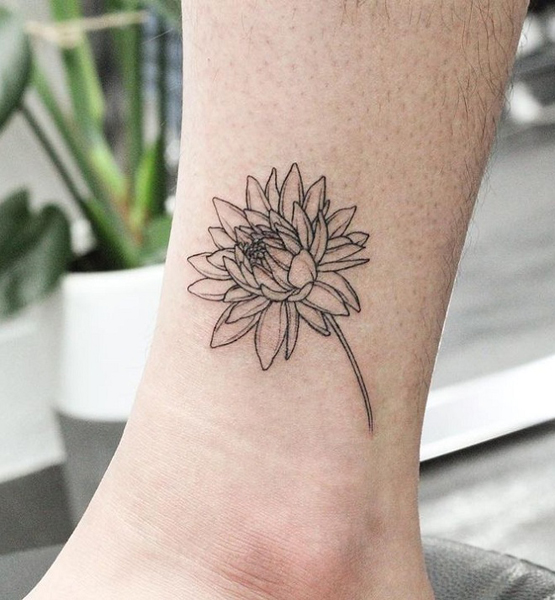 Simple Dahlia Tattoo Black And White