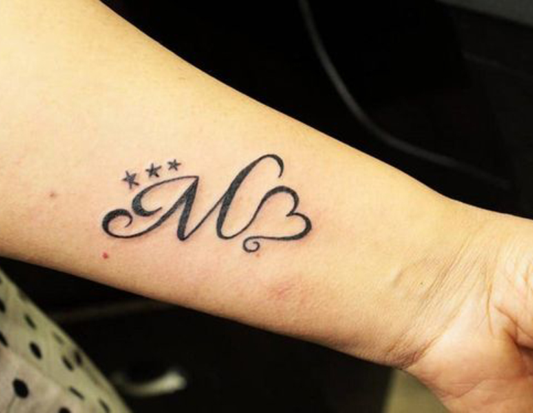 Starry Letter M Tattoo On Hand