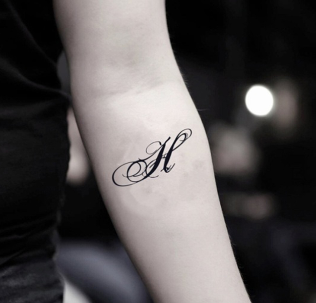Stylish H Initial Tattoo Design