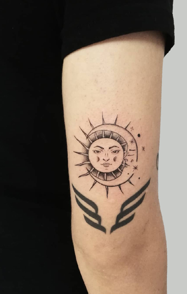 Sun, Moon, And Stars Tattoo Design