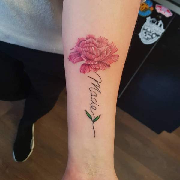 Carnation Tattoo With A Name